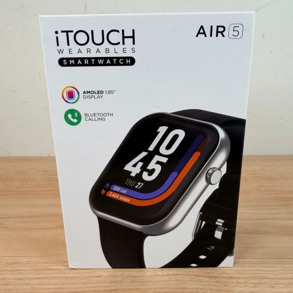 iTOUCH Air 5 Wearables Smartwatch Black Health Fitness AMOLED Bluetooth NEW