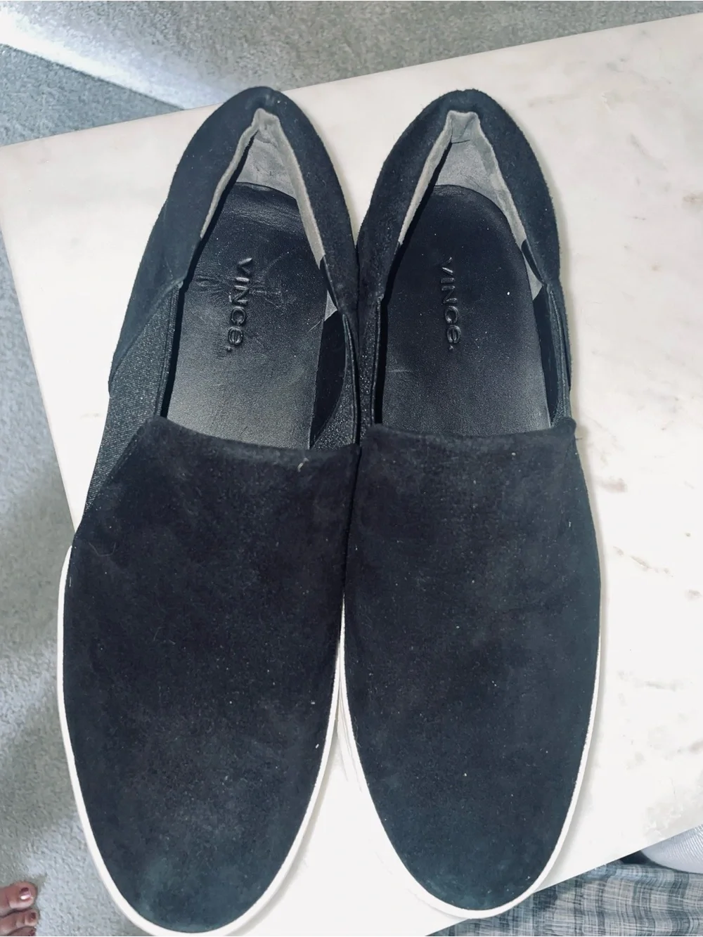 Vince Black Suede Slip-On Platform Sneakers - Women