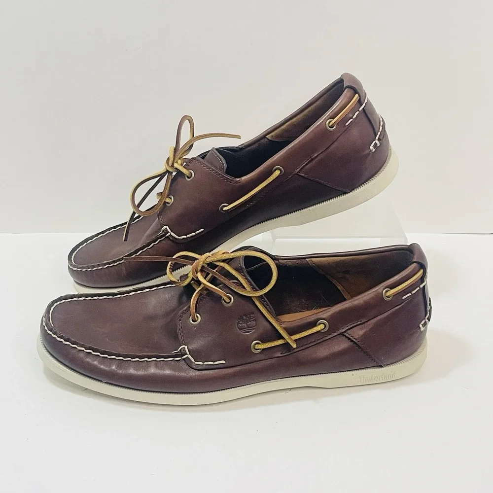 TIMBERLAND Earth Keepers Brown‎ Heritage 2 Eye Boat Shoes Mens Size 14 W