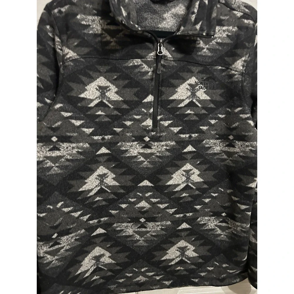 The North Face L Quarter Zip Fleece‎ Pullover Better Sweater Aztec Black Gray