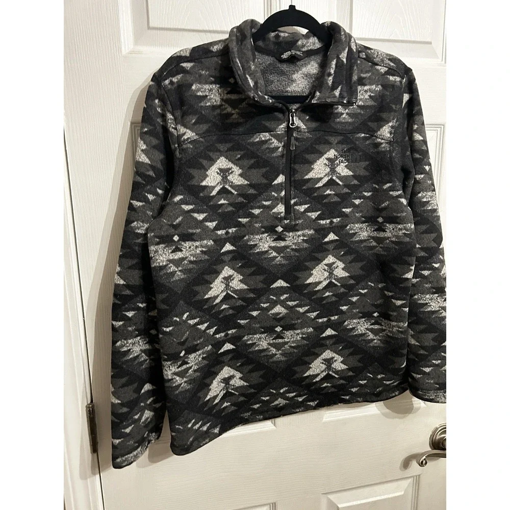 The North Face L Quarter Zip Fleece‎ Pullover Better Sweater Aztec Black Gray