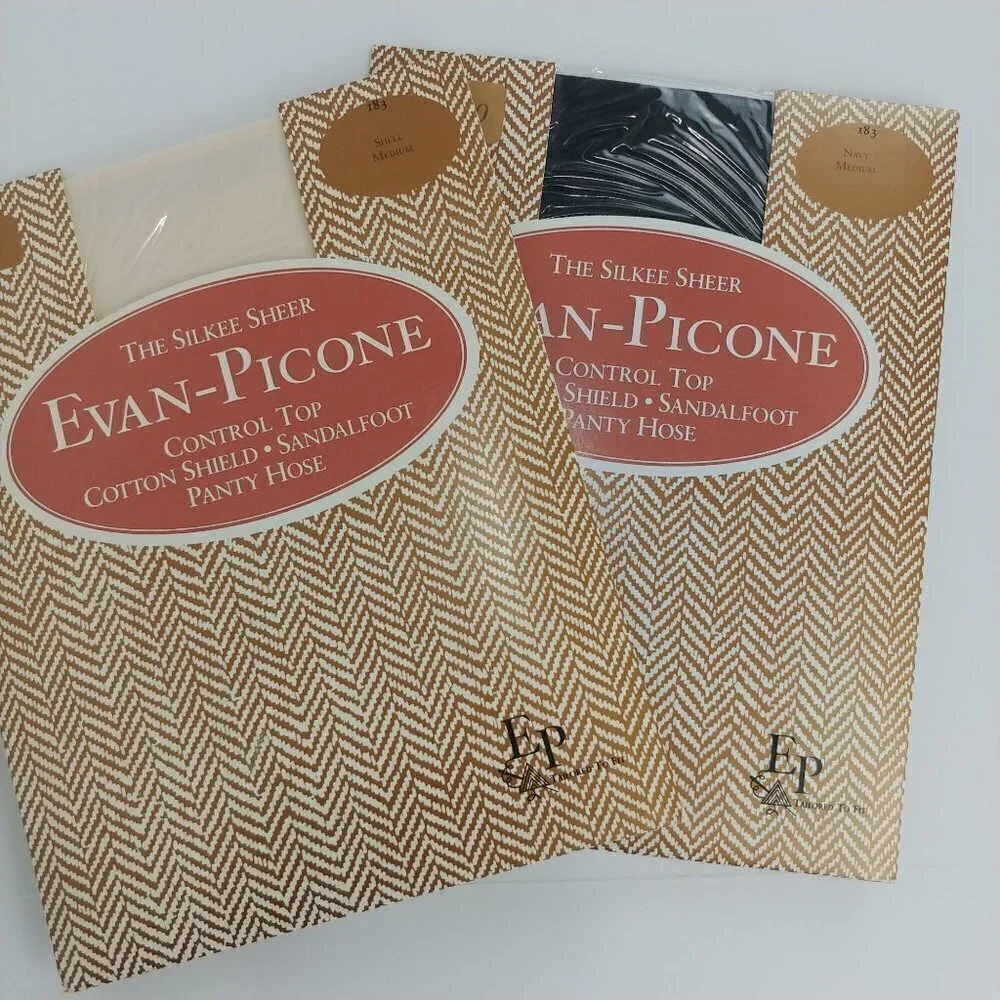 Evan-Picone Lot of 2 Vintage NWT The Silkee Sheer‎ Control Top Pantyhose M