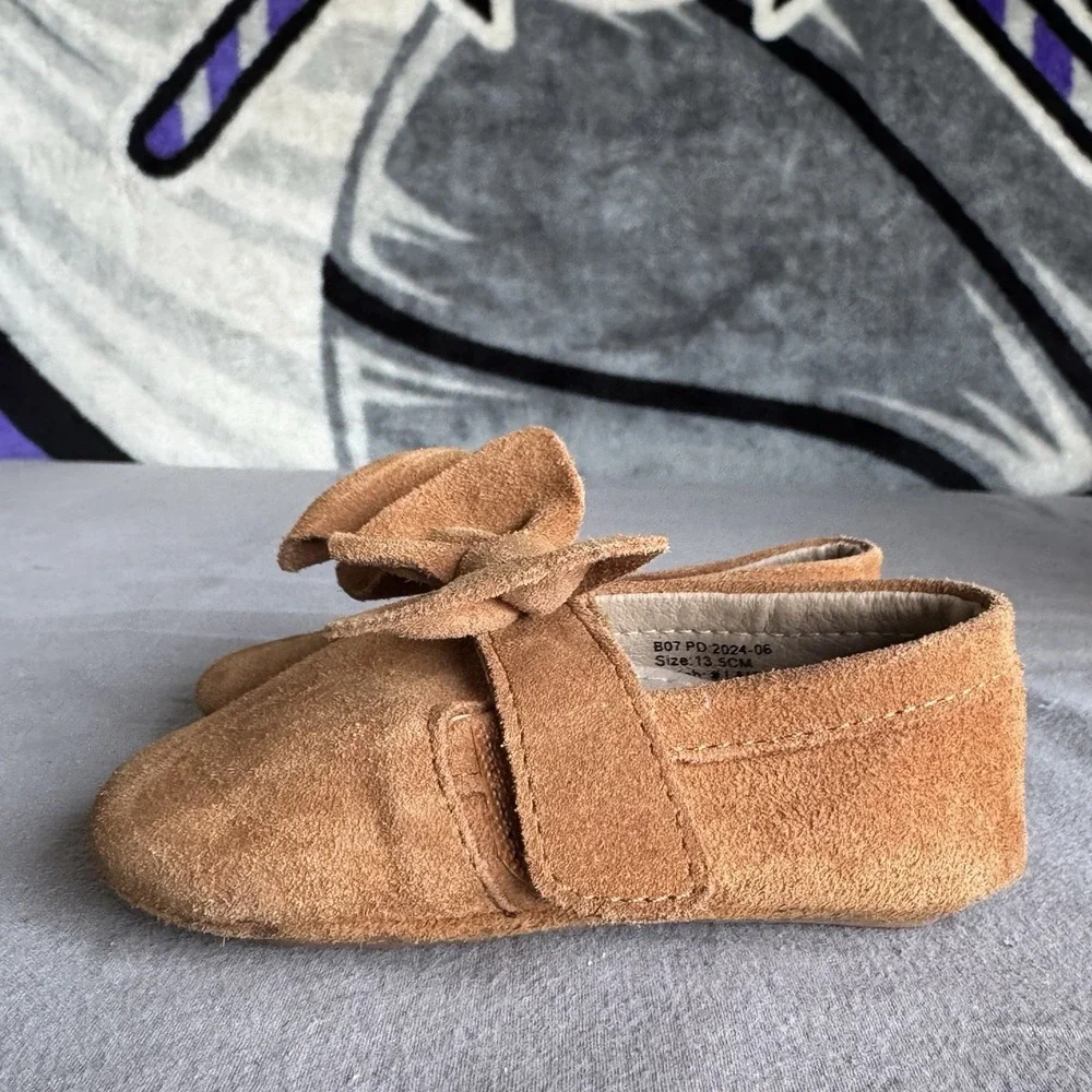 Size‎ 7c - Felix & Flora Hand Painted Suede Shoes Mary Jane Ballet Flat Brown