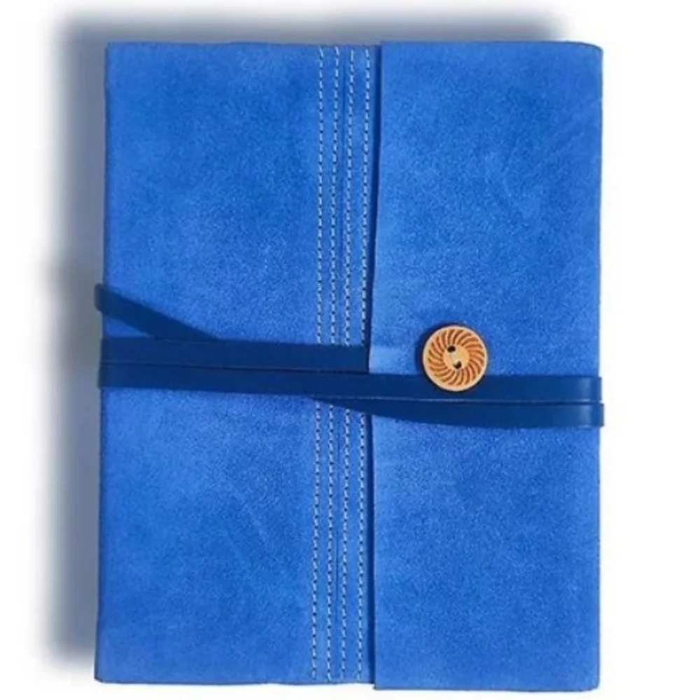 HANDSTITCHED BLUE SUEDE JOURNAL, SIZE 8