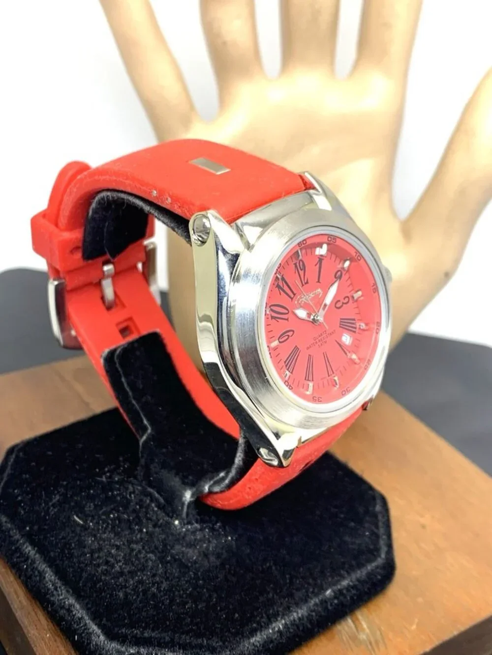 Reliance By Croton Men's Watch RE306051 Quartz Red Dial Rubber Strap 42mm