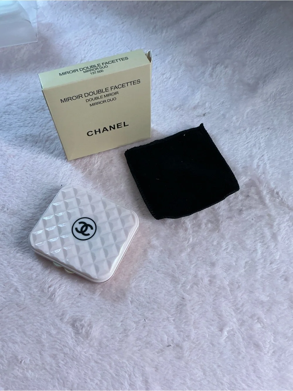 Chanel Beauty Pink Quilted Double-Sided Mirror Box Pouch