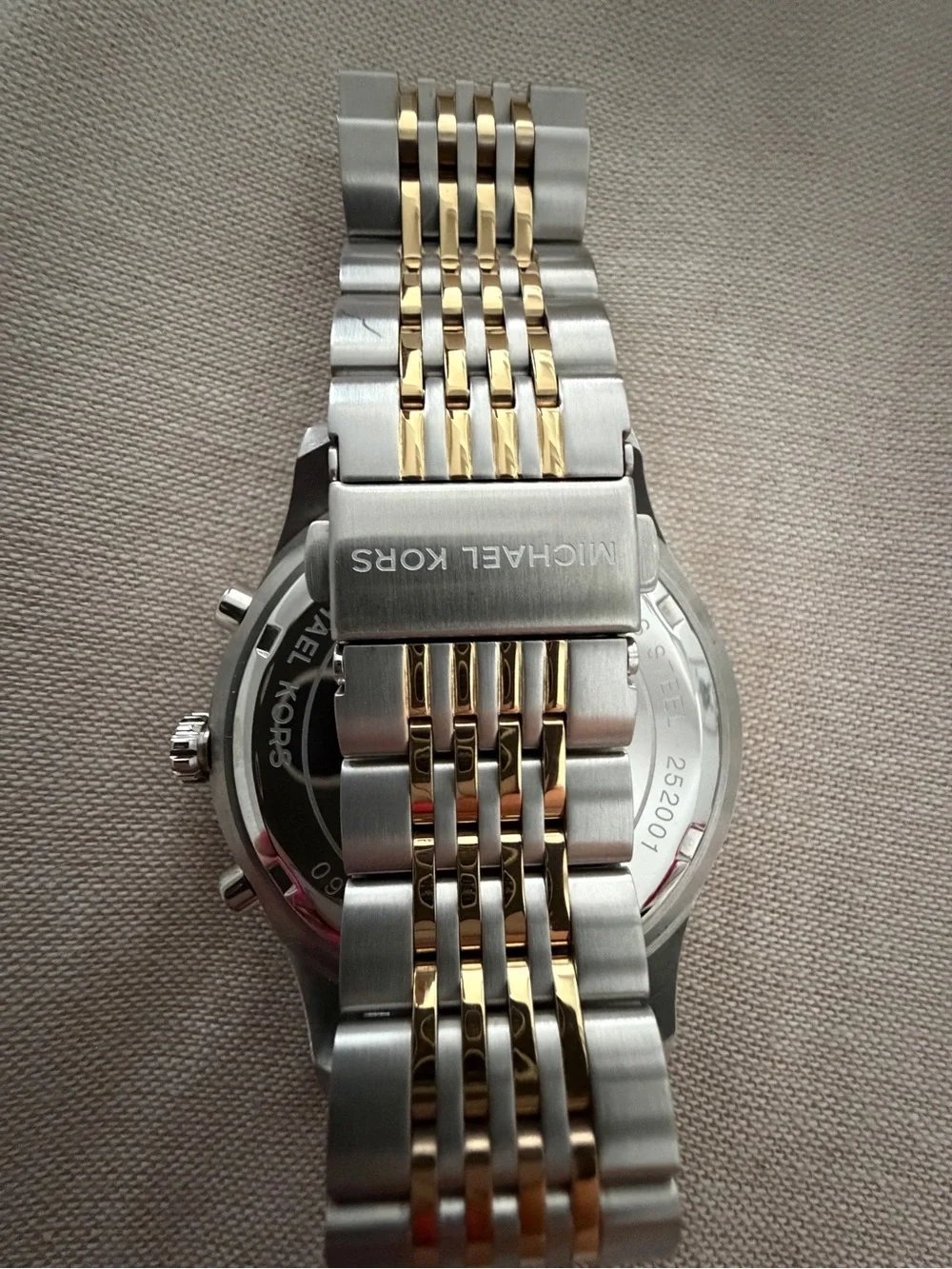 Michael Kors Silver and Gold-Tone Men's Chronograph Bracelet Watch