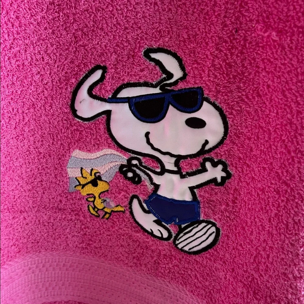 Pink Towel with Snoopy Design