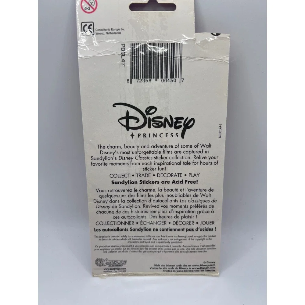 Vintage Sandylion Disney Princess Cinderella 2 Sticker‎ Sheers Sealed Disneyana