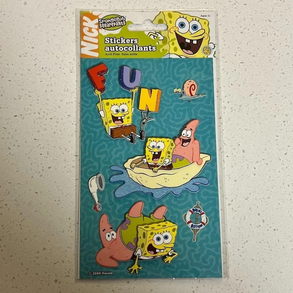 Vintage Sandylion SpongeBob Squarepants 3D Scrapbook Stickers‎ Sheet