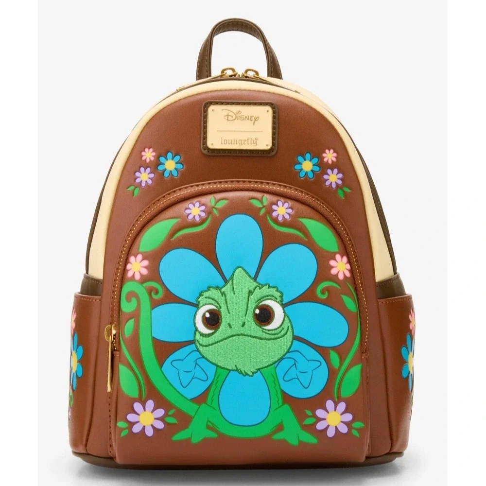 Loungefly Disney Tangled‎ Pascal Chameleon Floral Mini Backpack Bag