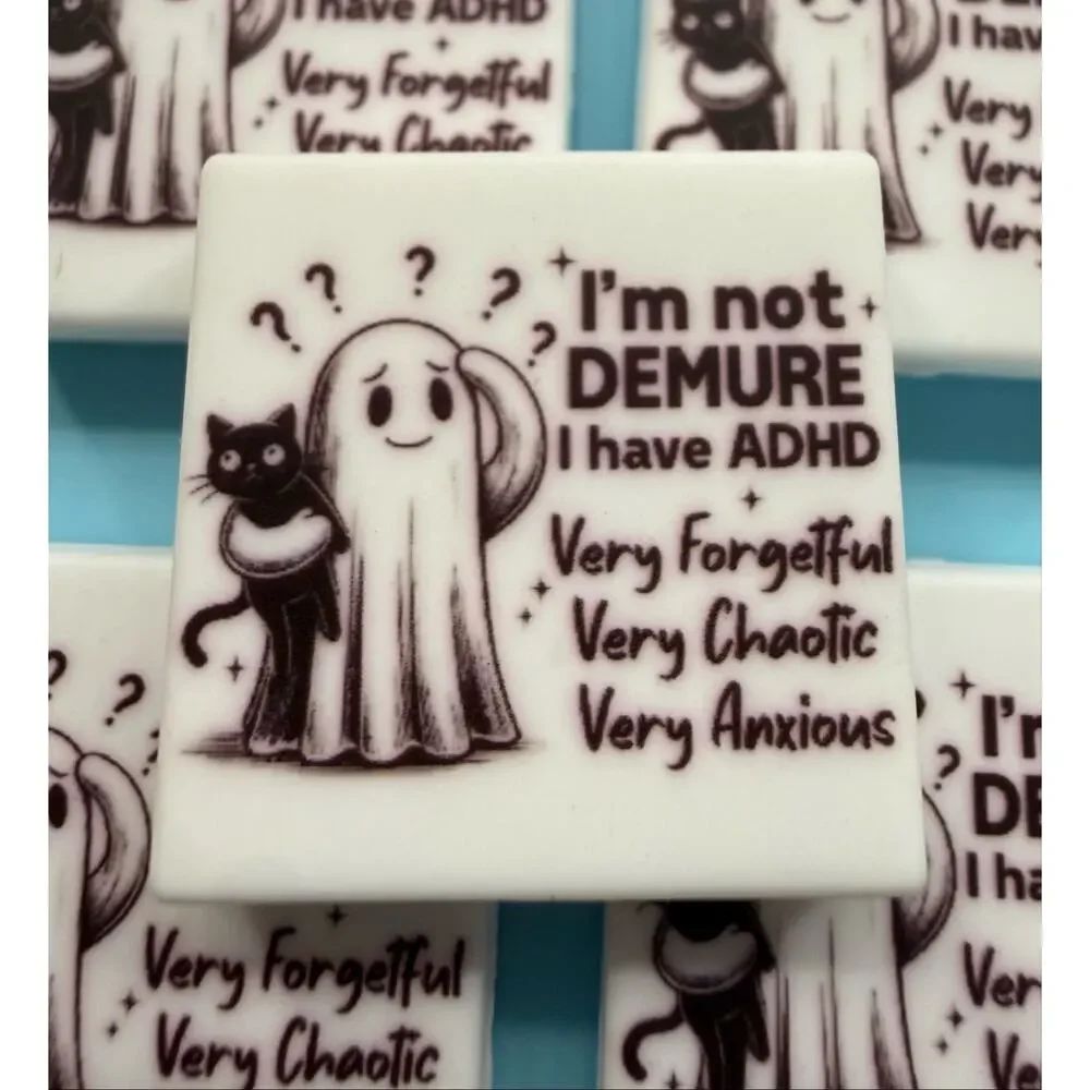 5 Silicone Focal Beads ADHD Ghost Cat Funny Quote Beads for Pens Keychains Craft