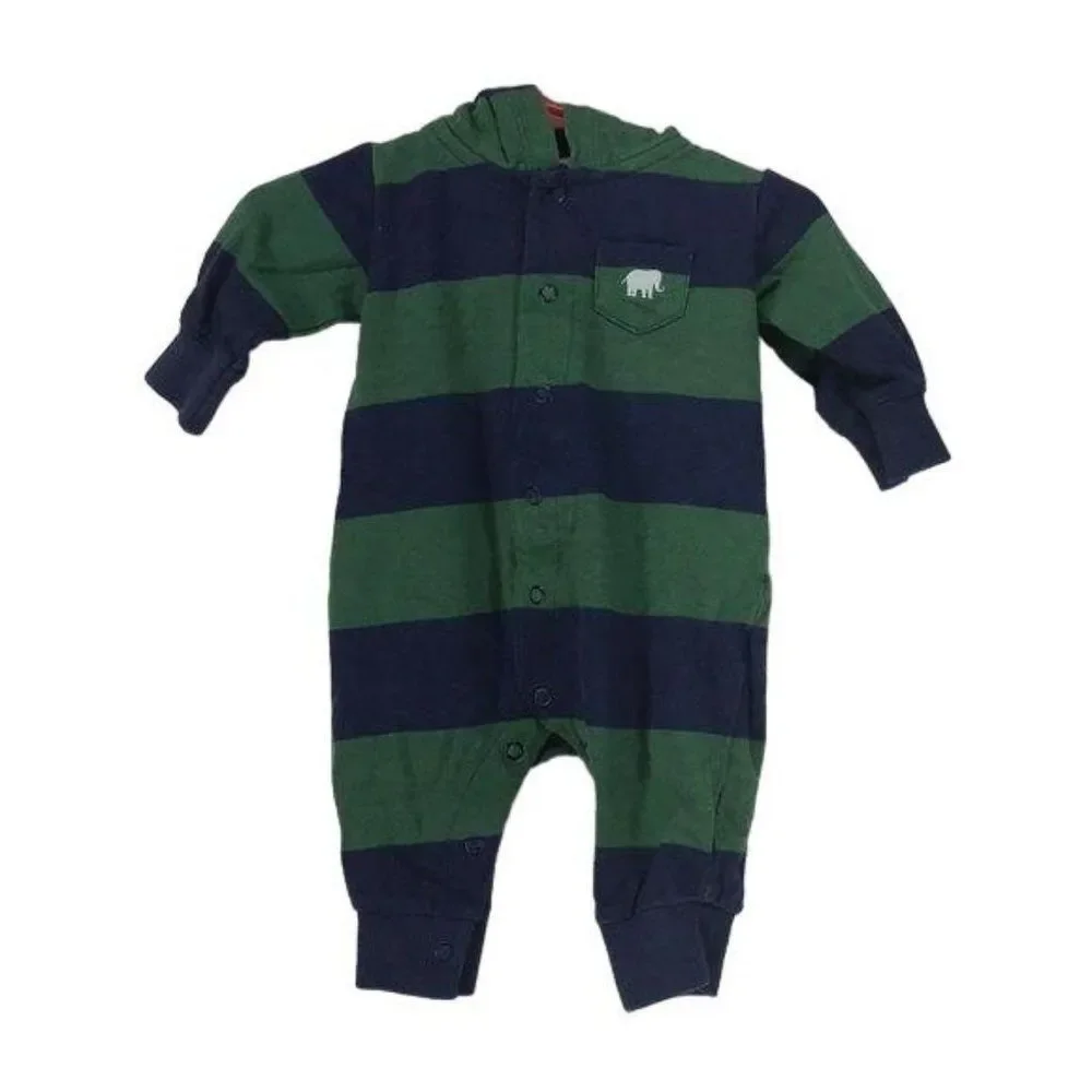 Carter’s Boys Blue‎ & Green Striped footed outfit