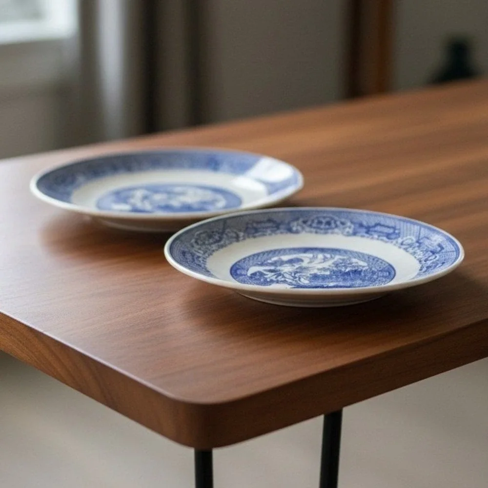 Vintage Churchill England Blue Willow Dinner Plates Set 2‎ Blue White 10