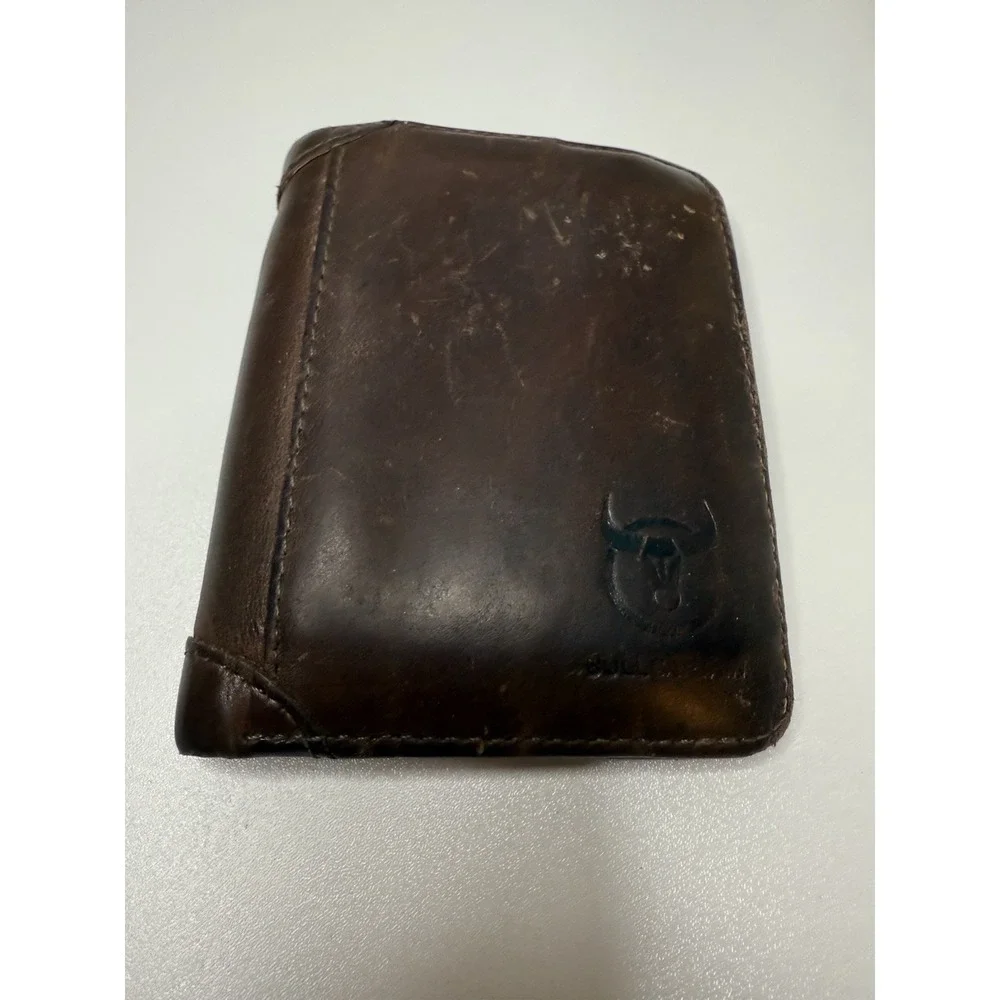 Bullcaptain Genuine Leather Trifold Wallet Brown RFID Style‎ 3.5x4.5