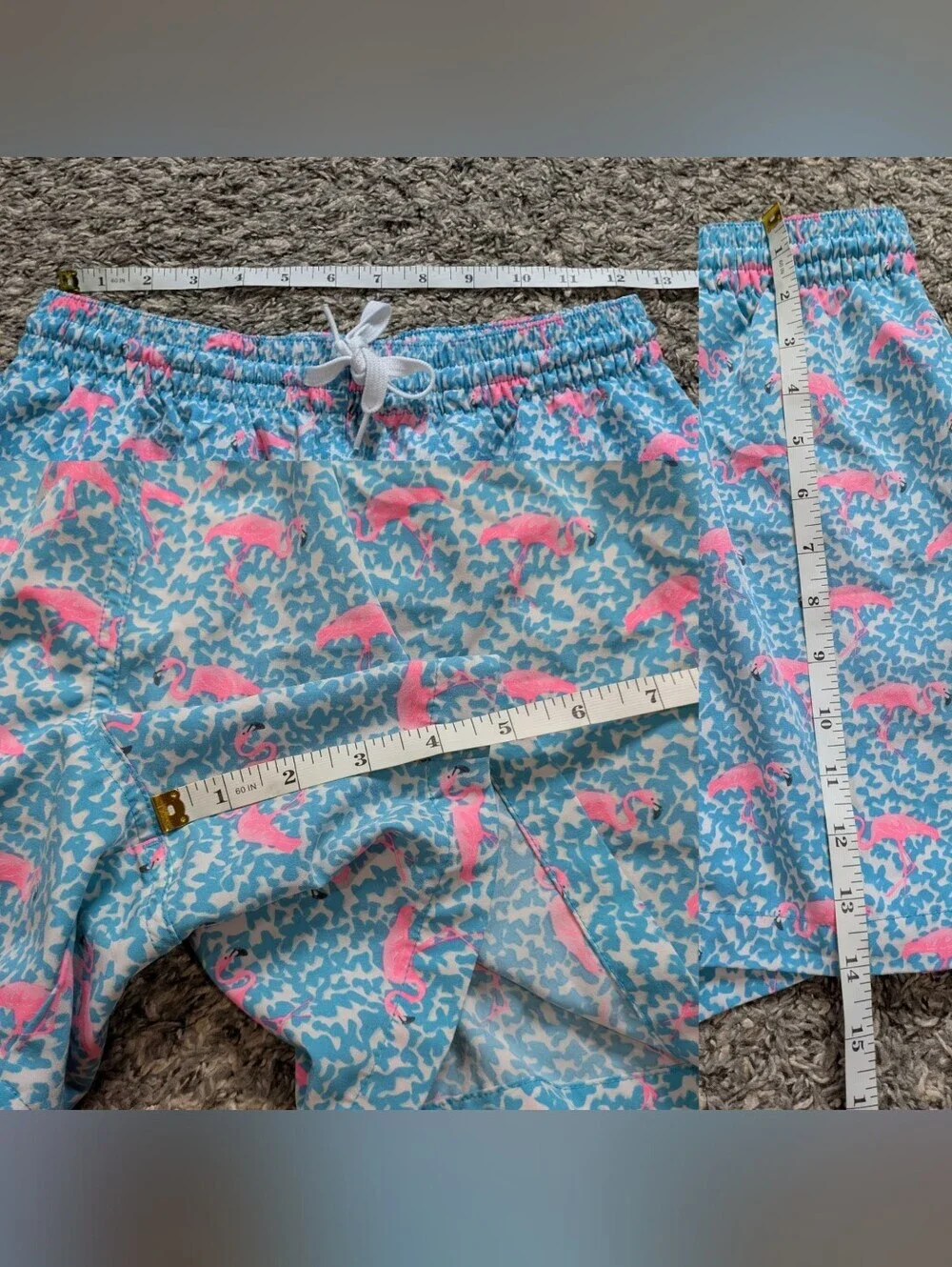 Chubbies Blue Pink Flamingo Swim Trunk M