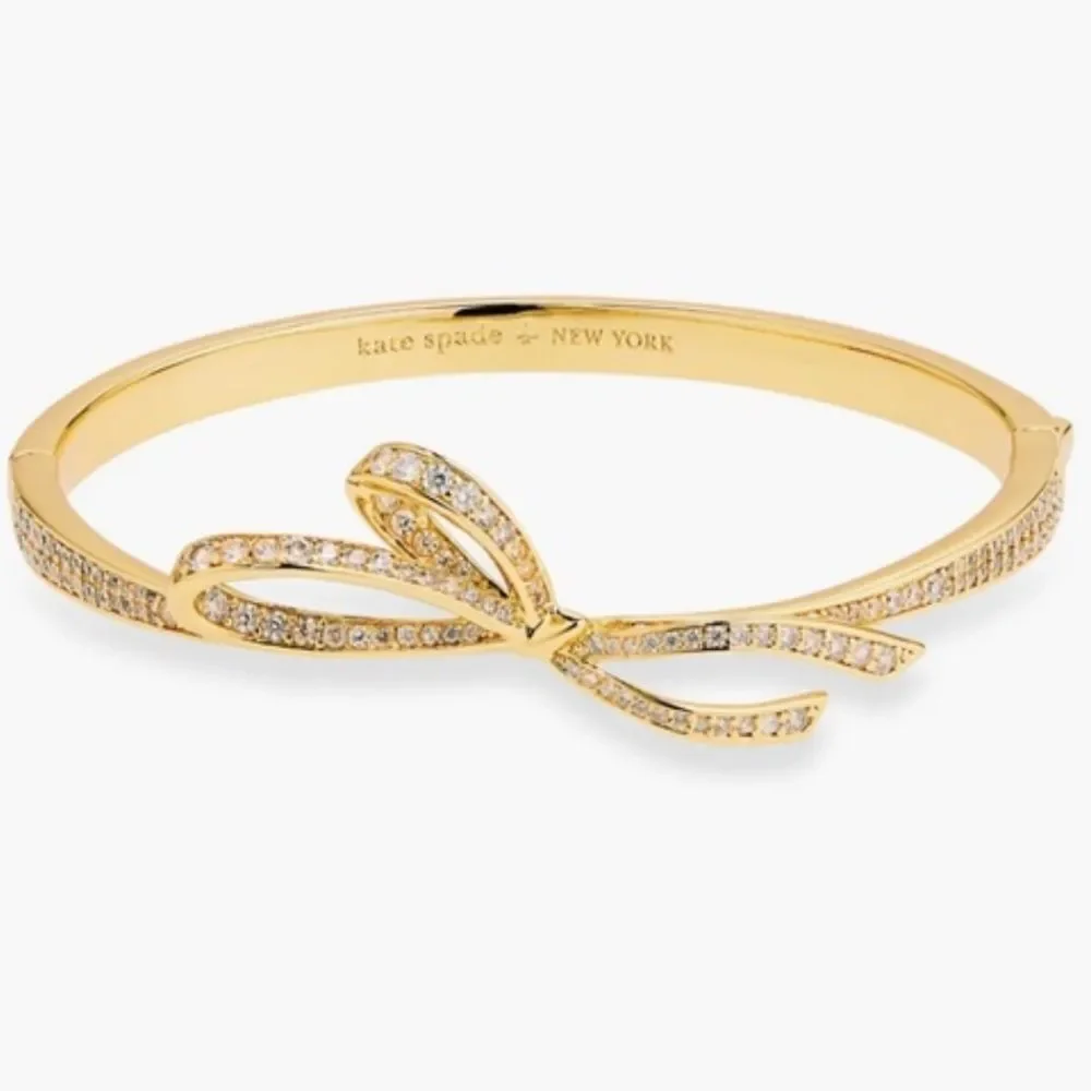 Kate Spade All Tied Up Pave Bow Bangle Cuff Bracelet