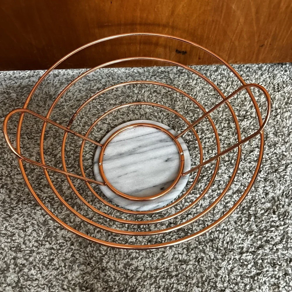 Copper Fruit Bowl with Marble Base 10