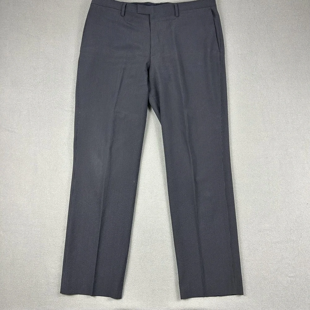 Banana‎ Republic Pants Mens 36x32 Charcoal Pinstripe Slim Fit Marzotto Wool Silk