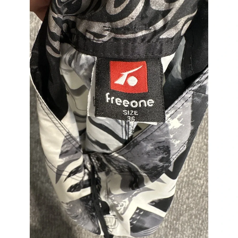 Vintage Freeone Board Shorts Black White Grunge Skate Surf Swim Trunks 36