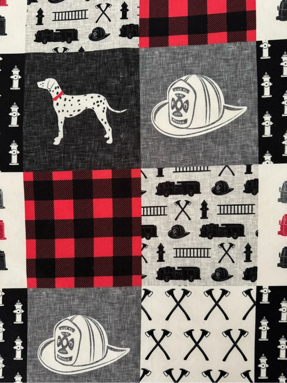 Gorgeous Firefighter Theme Faux-Patchwork Multi-Use Square Cloth 🚒