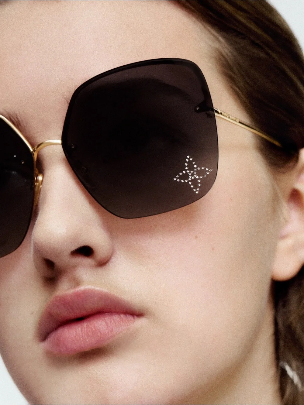 Louis Vuitton Z2013U My Monogram Square Charm Sunglasses Gold Gray Rhinestone