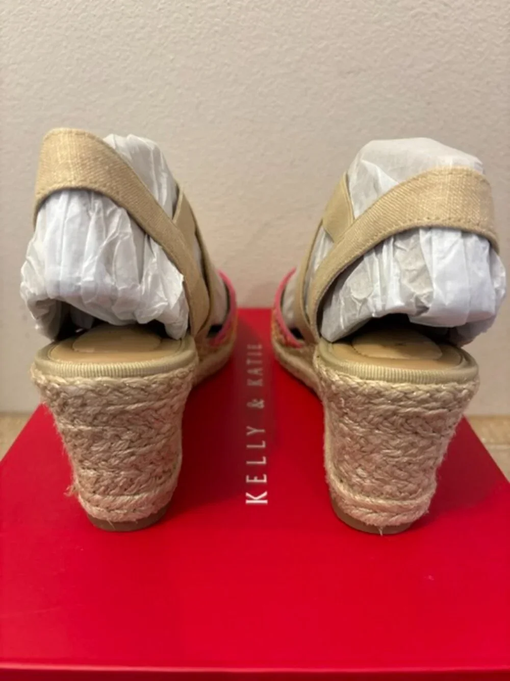 NEW Kelly & Katie Kenedy Espadrille Wedge Sandals Pink Size: Wide Width 8 or 8.5