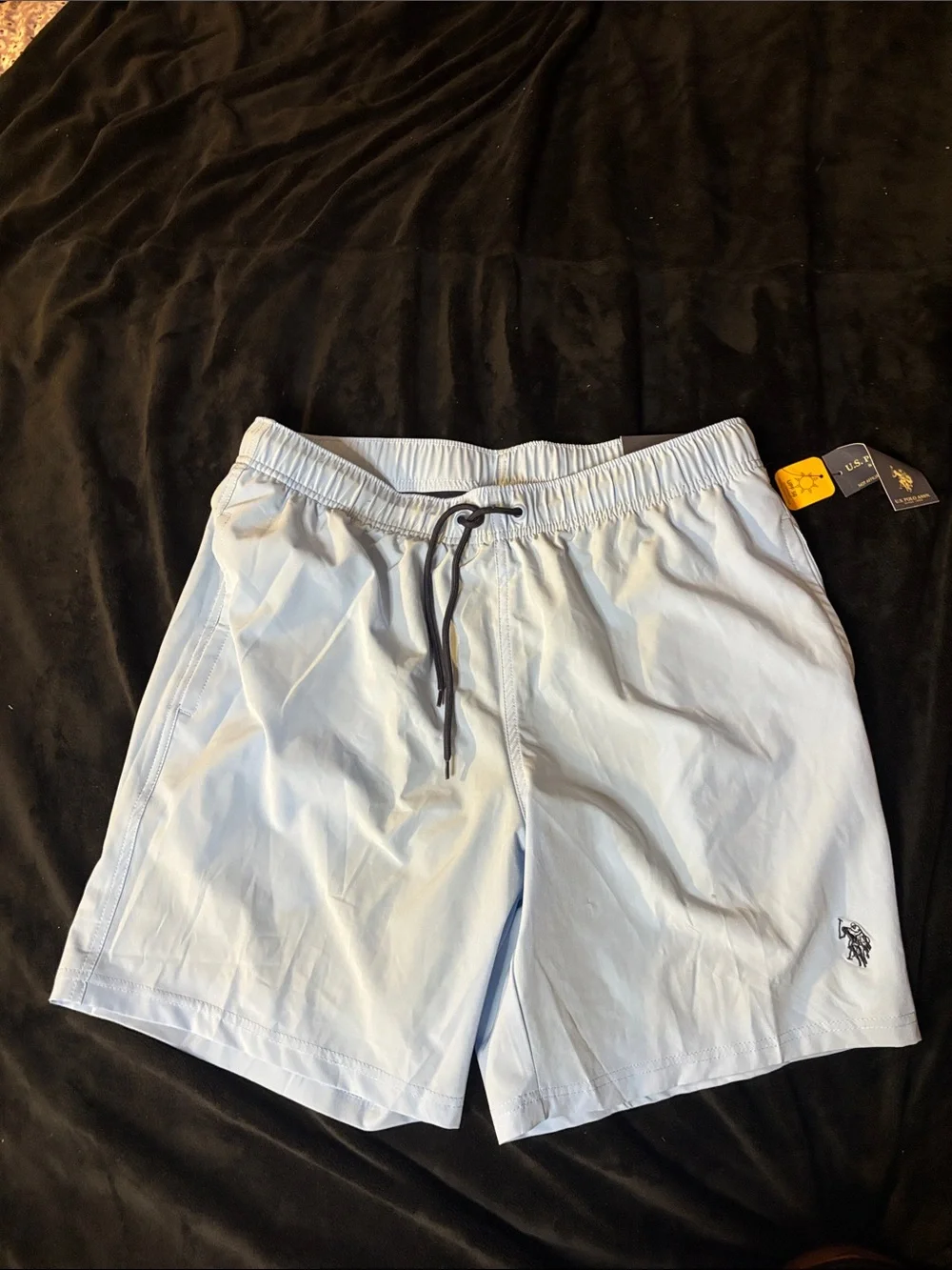 Men's Light Blue Swim Shorts with Drawstring