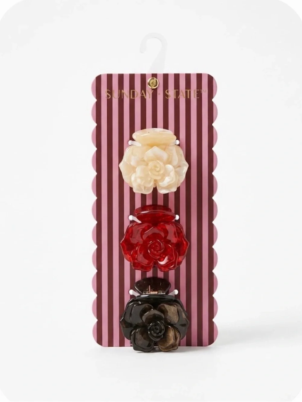 NWT ⚜️🌺⚜️ Sunday State Rose Bud Mini Hair Claw Clip Set of 3