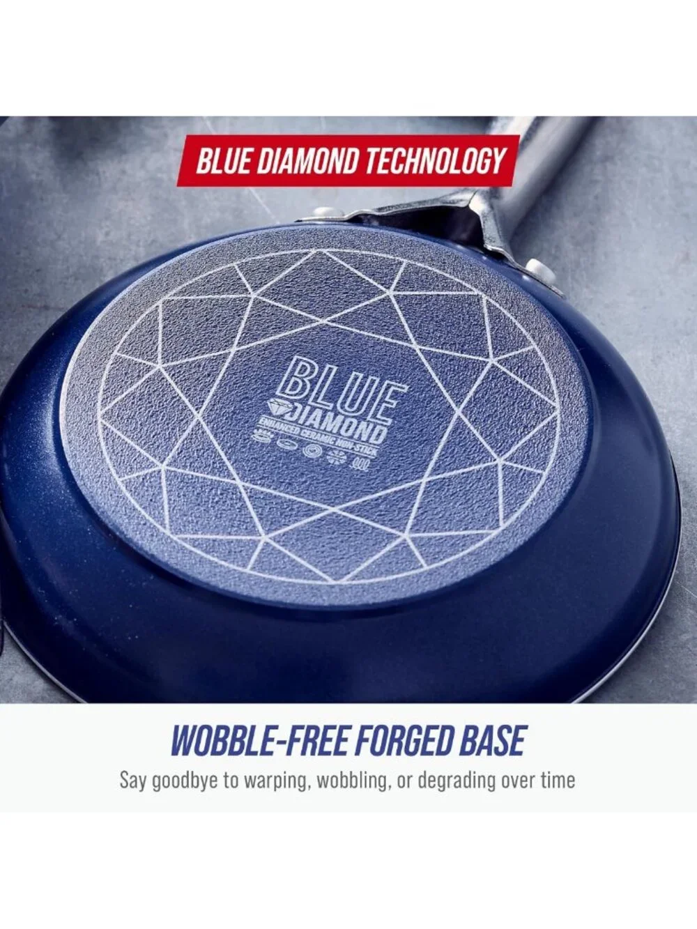 Blue 8” Nonstick Ceramic Frying Pan Skillet with Diamond Infusion - Durable