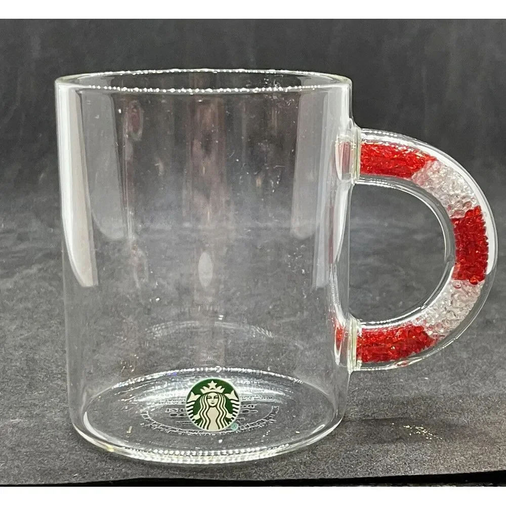 Starbucks 2021 Christmas Confetti Candy‎ Cane Sparkle Beads Handle Cup Mug ~ New