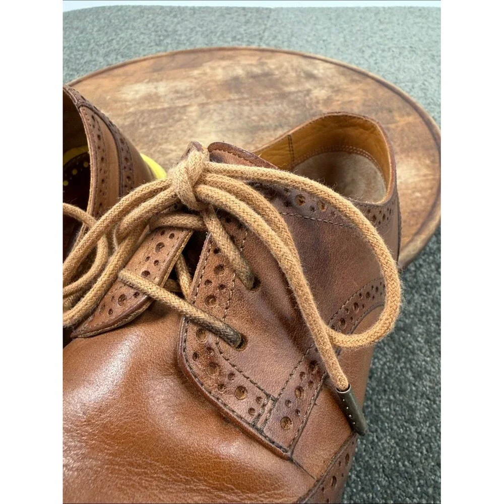 Cole Haan Shoes Mens 7.5 Lunargrand Wingtip Brown Leather Yellow Sole Dress