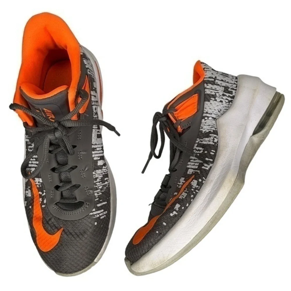 Nike Air Max Sneaker Shoes Infuriate II Boys Size 5 Youth Gray Orange Basketball