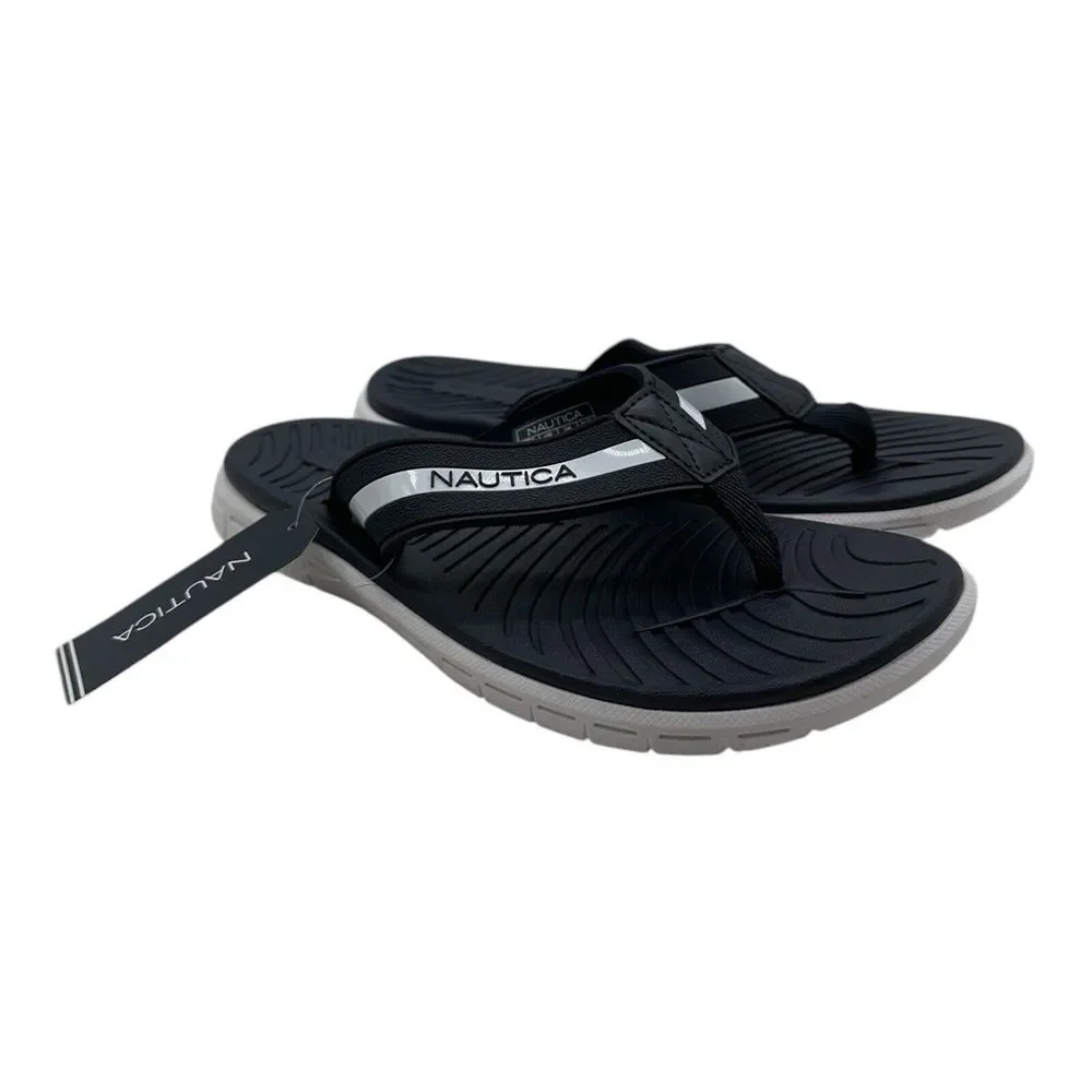 Nautica THEOD‎ Shower Sandals Men's Size 10 Navy Blue White Thong Flip Flops NWT