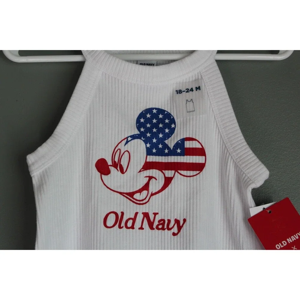 Old Navy x Disney Baby Girls 18-24M Tank Top Mickey Flag 4OJ NEW WITH TAGS