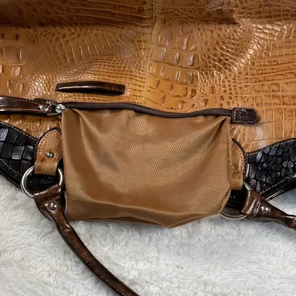 MC Marc Chantel Croco embossed large‎ faux leather satchel shoulder bag