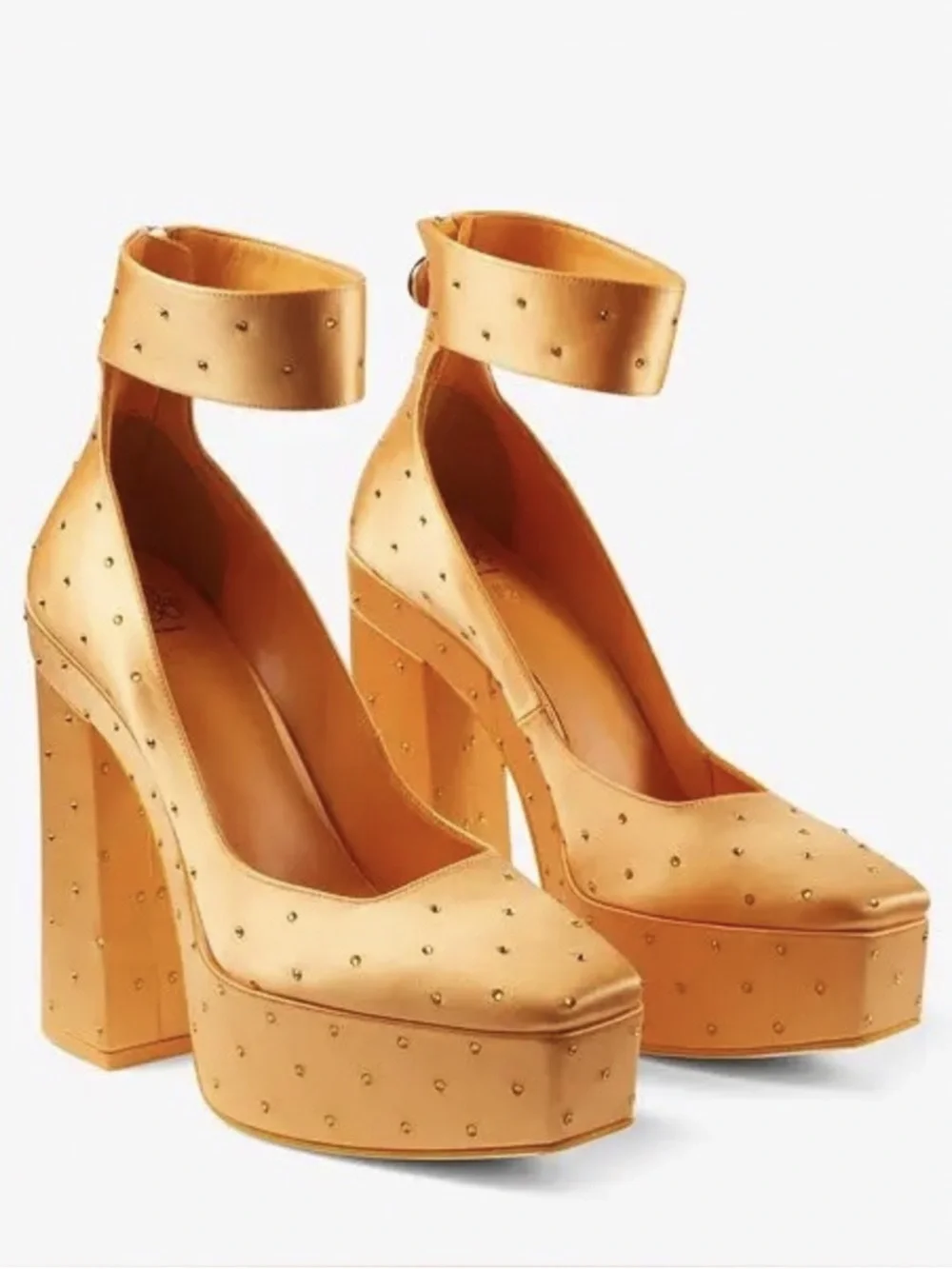 Jimmy CHOO Sailor moon Venus Platform 140 Orange Satin Platform Pumps Crystals