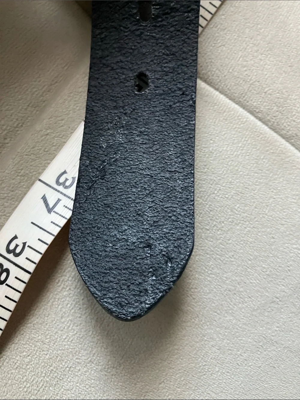 Dickies Black Leather Belt with Distressed Silver Buckle