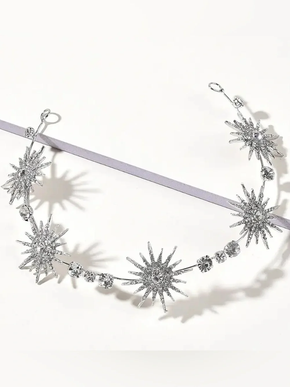 Silver Starburst Crystal Headband - Women Accessories