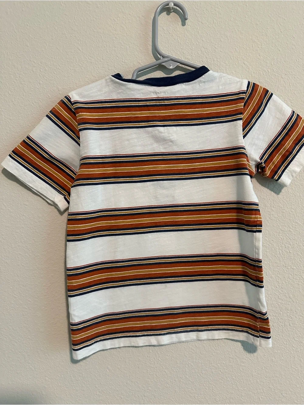 Carter's White Short-Sleeve Henley with Brown & Navy Stripes