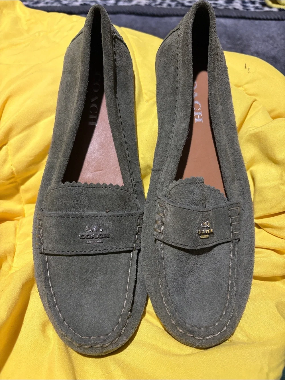 Coach green loafers