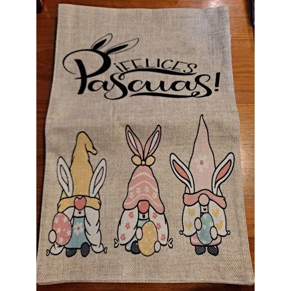 NEW Home & Garden 1pc Double Sided Happy Easter‎ Gnome Garden Flag 12x18
