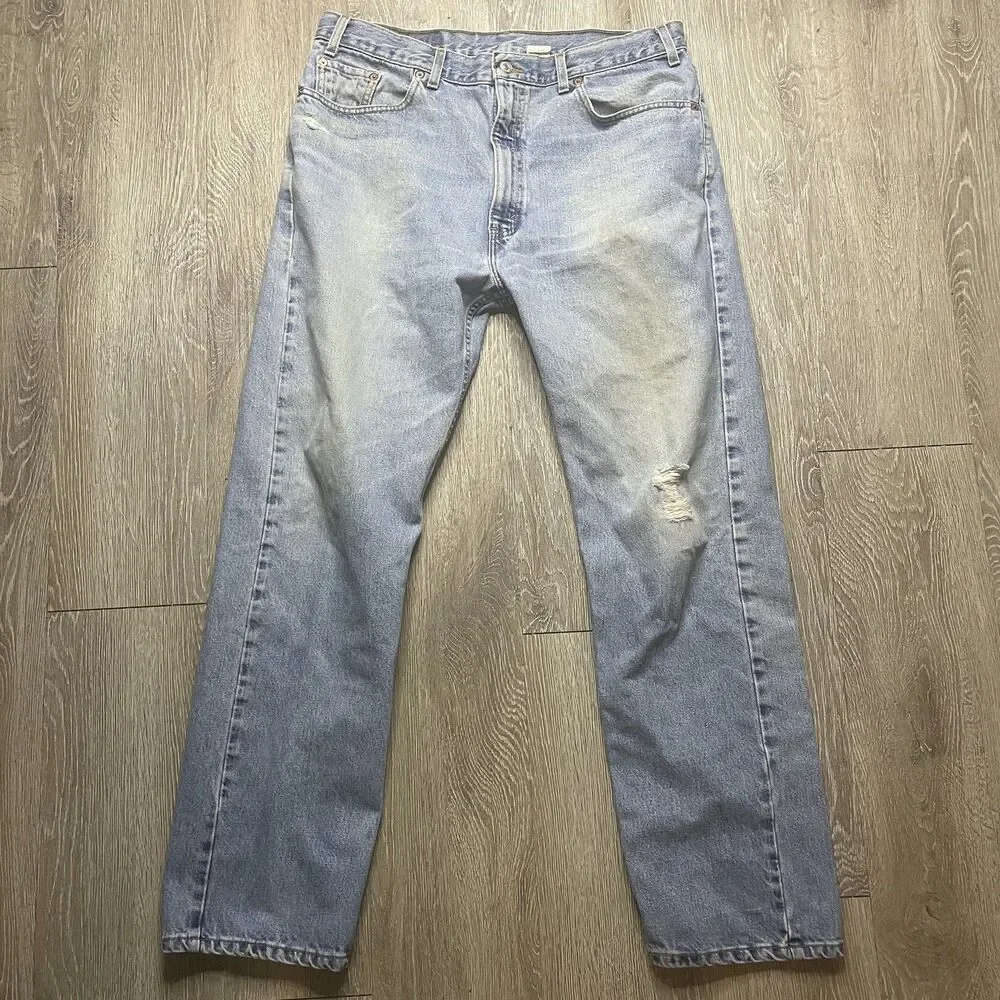 VTG Levis 505 Jeans Size 38x32 Straight Leg Denim Red Tab