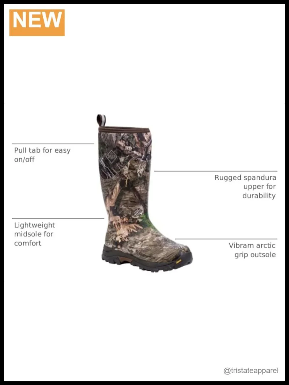 Muck Rubber Waterproof Insulated 16in Tall Hunting Boot Pull-On