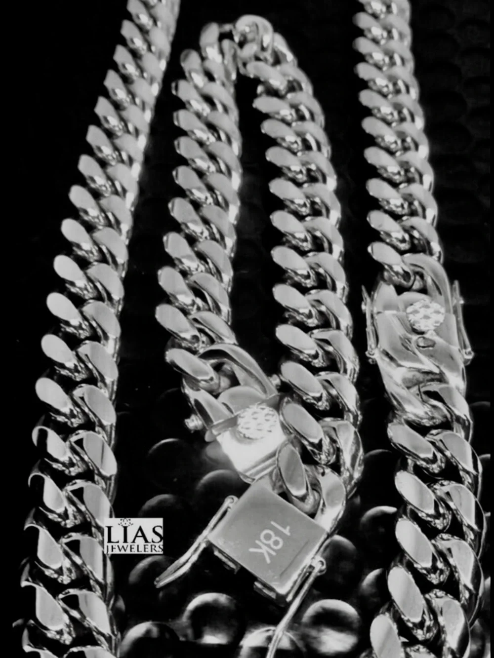 18K Sterling Cuban Link Chain Necklace - Silver Tone