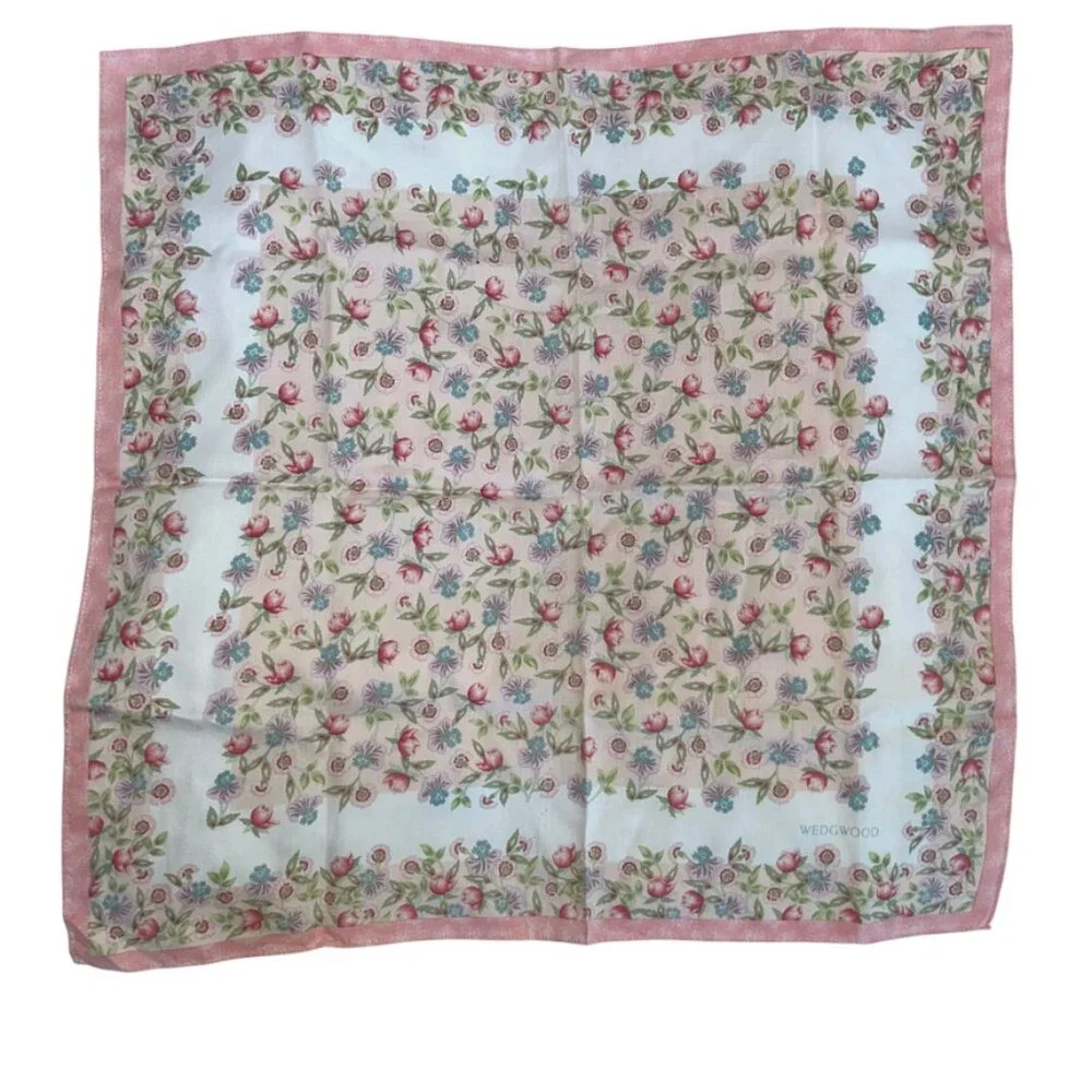 wedgewood pink green floral print cotton handkerchief scarf