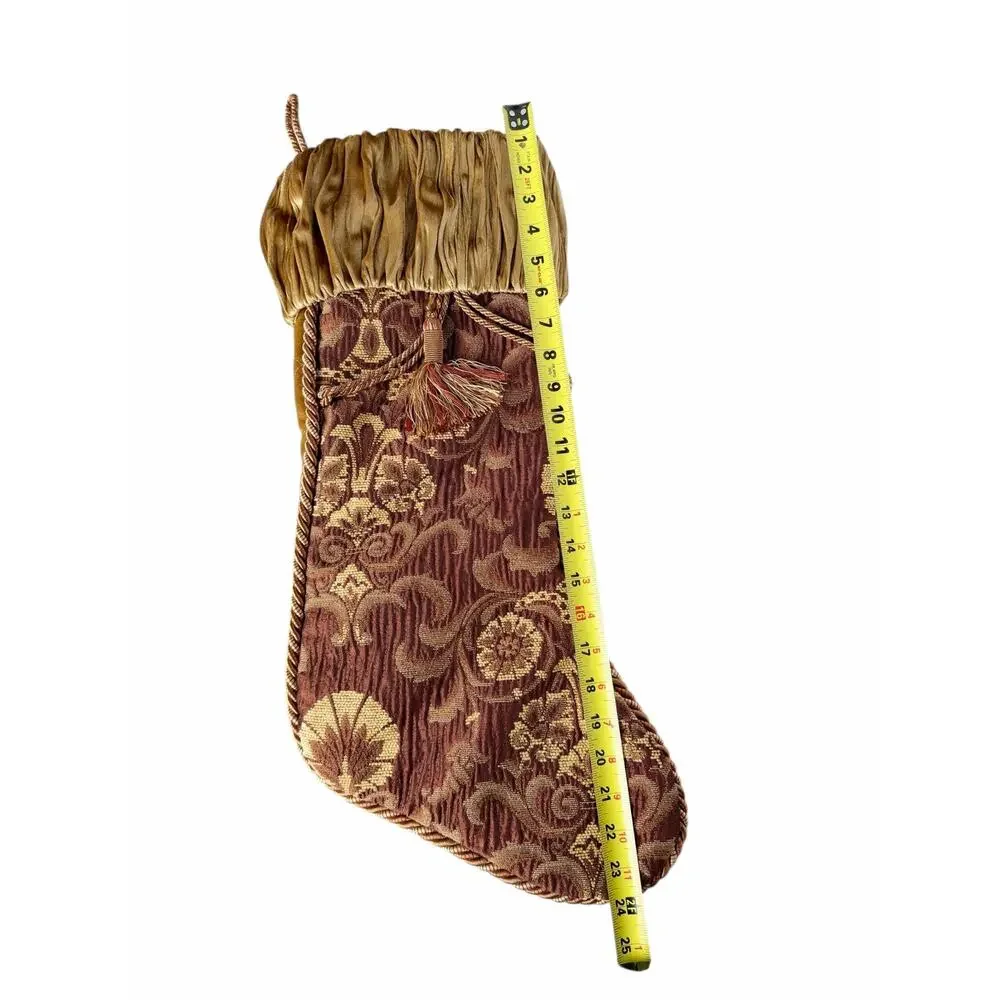 Villa Bacci Velvet Gold Quilted Paisley Patch Vintage Christmas Stocking