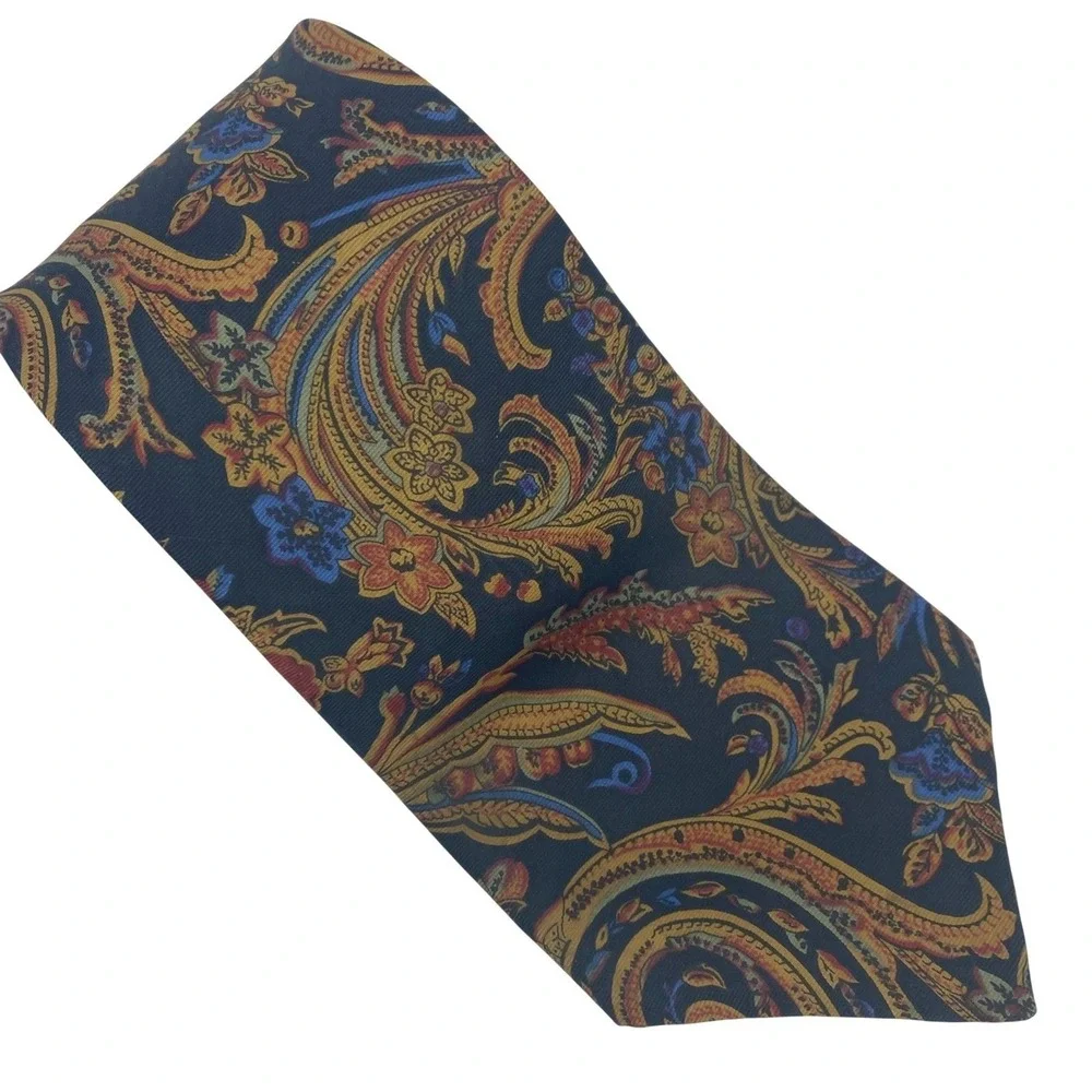 WEMBLEY Mens Tie Navy‎ Paisley Silk Classic Designer Neckwear 4x57 VTG