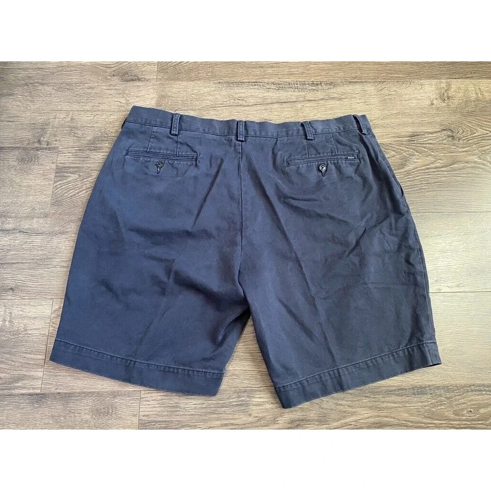 EUC‎ Mens Polo Ralph Lauren blue flat front chino shorts 100% cotton size 40