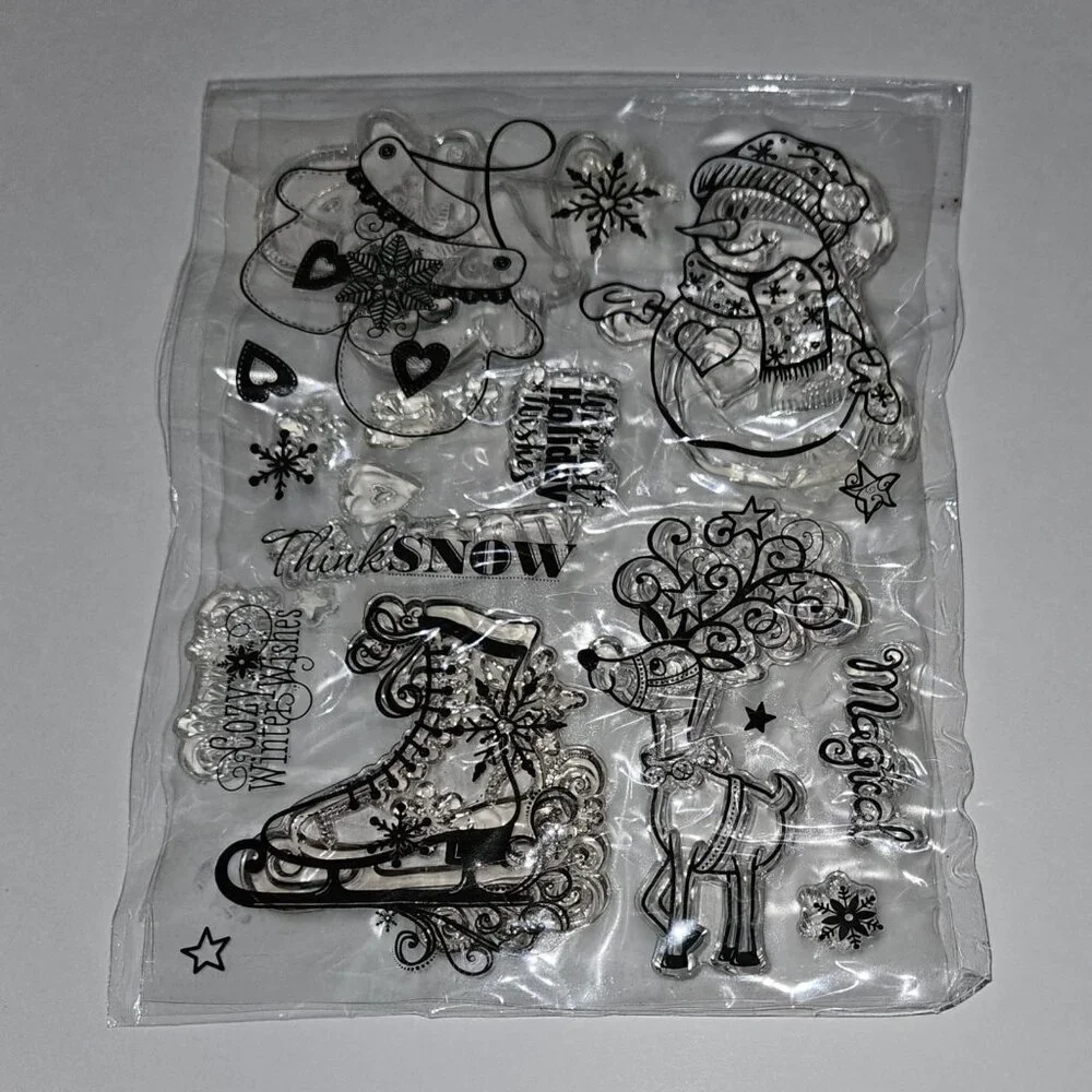 Clear Stamps Mixed Lot Christmas Tree Stocking House Reindeer Snowman READ